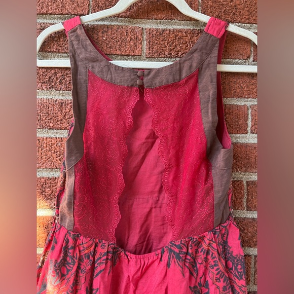 Free People High Low Red Floral Open Back Dress Size Small - Picture 5 of 11